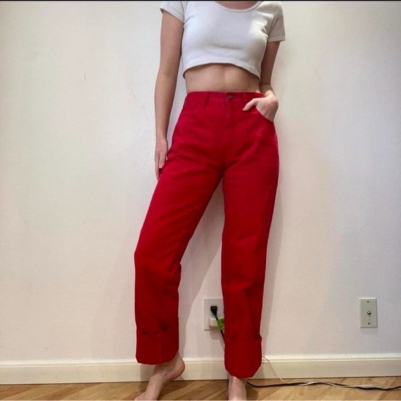 Calvin Klein Women's High Rise Red Jeans - Picture 2 of 6